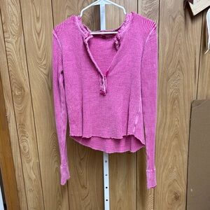 Free People Waffle Knit Long Sleeve Top Large
